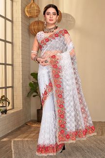 Picture of Aesthetic White Colored Designer Saree