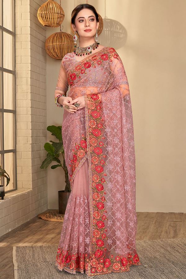 Picture of Attractive Lavender Colored Designer Saree