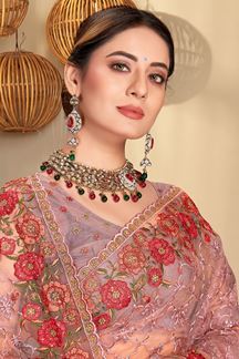 Picture of Attractive Lavender Colored Designer Saree