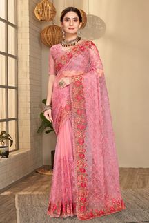 Picture of Charming Dusty Pink Colored Designer Saree