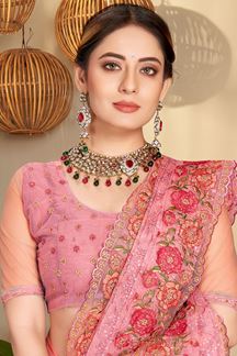 Picture of Charming Dusty Pink Colored Designer Saree
