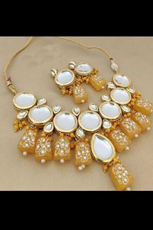 Picture of Marvelous Yellow Colored Premium Choker with a pair of Earring 