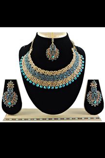 Picture of Stunning Rama and Gold Colored Premium Choker with a pair of Earring