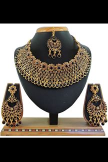 Picture of Exquisite Black and Gold Colored Imitation Jewellery-Necklace Set
