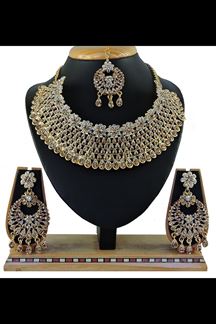 Picture of Magnificent Gold Colored Imitation Jewellery-Necklace Set