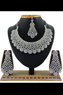 Picture of Attractive White Colored Imitation Jewellery-Necklace Set