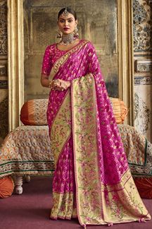 Picture of Dazzling Pink Colored Designer Saree