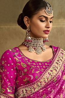 Picture of Dazzling Pink Colored Designer Saree