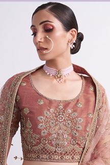 Picture of Exuberant Rust Colored Designer Lehenga Choli