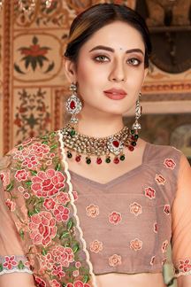 Picture of Beautiful Dusty Peach Colored Designer Saree