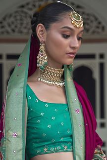 Picture of Lovely Pink and Green Colored Designer Saree