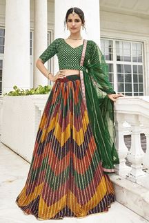 Picture of Exuberant Green and Multi-Colored Designer Lehenga Choli