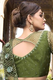 Picture of Glorious Mehendi Colored Designer Saree