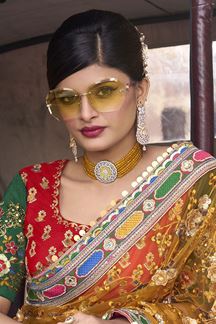 Picture of Impressive Mustard and Multi-Colored Designer Saree