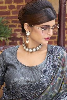 Picture of Stunning Grey Colored Designer Saree