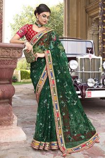 Picture of Irresistible Green and Multi-Colored Designer Saree