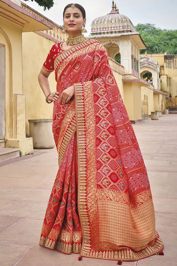 Picture of Pretty Red Colored Designer Saree