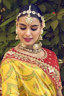 Picture of Surreal Yellow and Red Colored Designer Saree