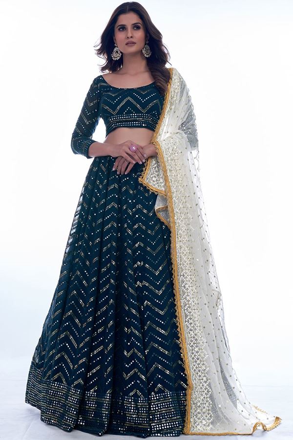 Picture of Marvelous Navy Blue Colored Designer Lehenga Choli