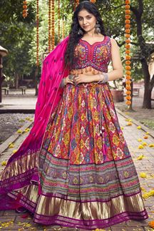 Picture of Attractive Pink and Yellow Colored Designer Lehenga Choli