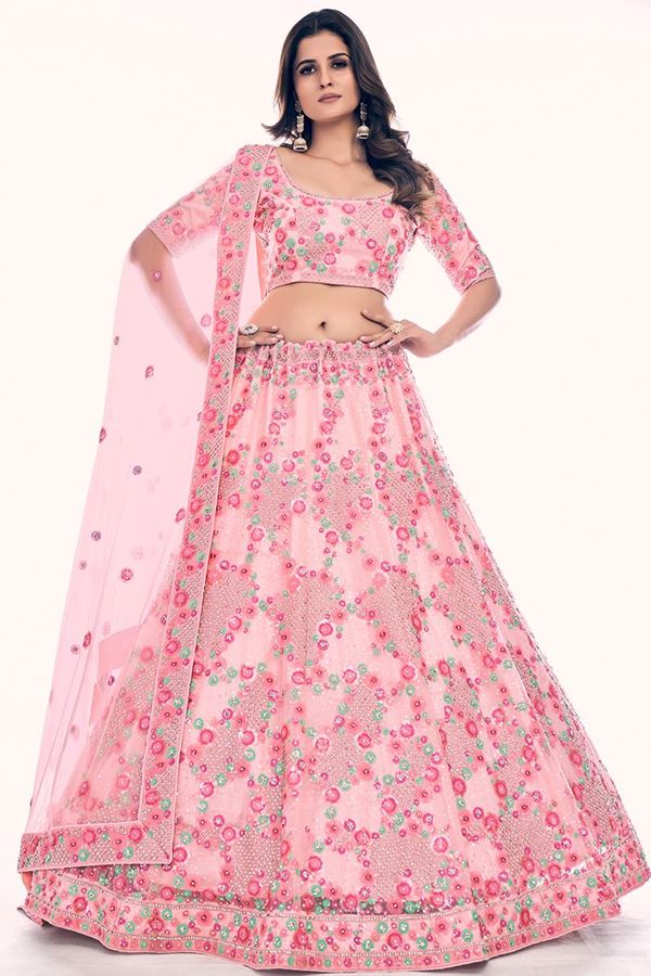 Picture of Smashing Peach Colored Designer Lehenga Choli