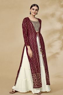 Picture of Attractive Maroon Colored Designer Suit