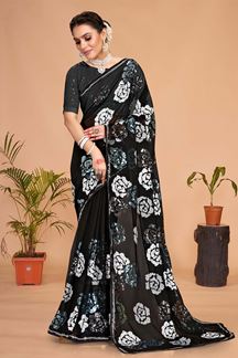 Picture of Exquisite Black Colored Designer Saree