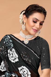 Picture of Exquisite Black Colored Designer Saree