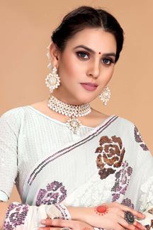 Picture of Impressive White Colored Designer Saree