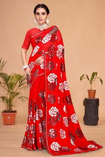 Picture of Heavenly Red Colored Designer Saree