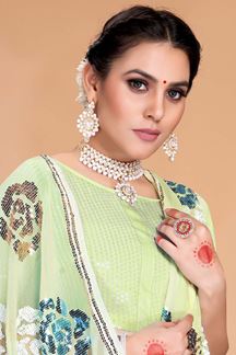 Picture of Aesthetic Pista Green Colored Designer Saree