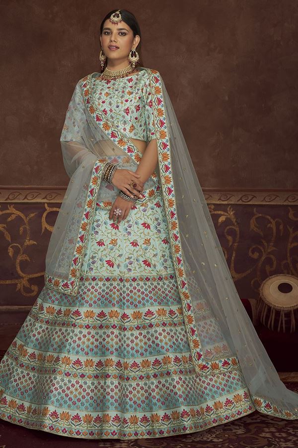 Picture of Flawless Sky Blue Colored Designer Lehenga Choli