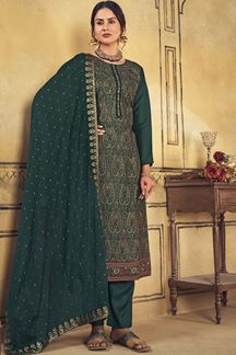 Picture of Spectacular Green Colored Designer Suit (Unstitched suit)