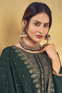 Picture of Spectacular Green Colored Designer Suit (Unstitched suit)