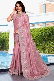 Picture of Mesmerizing Dusty Pink Colored Designer Silk Saree