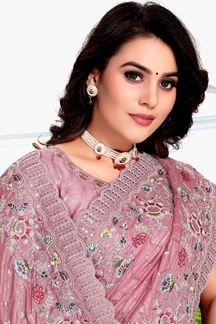 Picture of Mesmerizing Dusty Pink Colored Designer Silk Saree