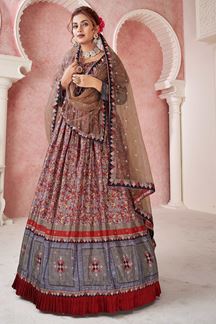 Picture of Exuberant Maroon and Brown Colored Designer Gown