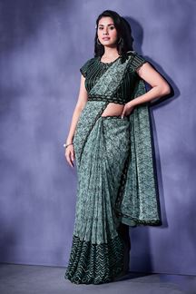 Picture of Awesome Sea Green Colored Designer Ready to Wear Saree