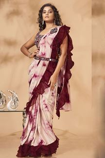 Picture of Charismatic Maroon Colored Designer Ready to Wear Saree