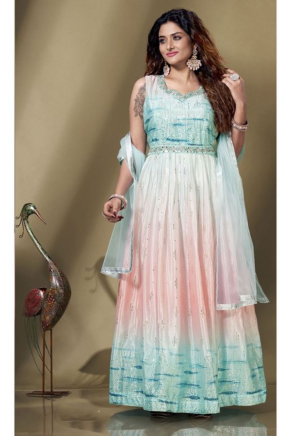 Picture of Creative Turquoise Colored Designer Gown
