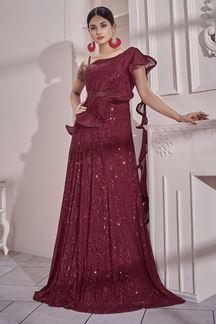 Picture of Royal Maroon Colored Designer Gown