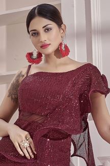 Picture of Royal Maroon Colored Designer Gown
