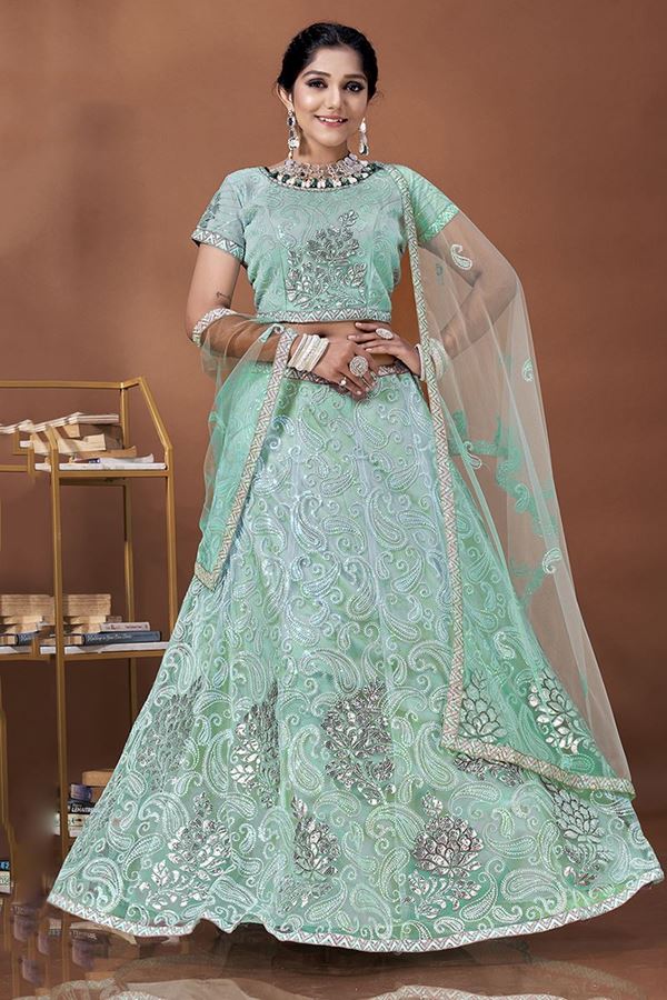 Picture of Heavenly Turquoise Colored Designer Lehenga Choli