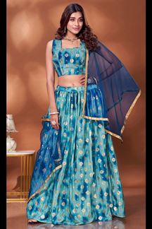 Picture of Exquisite Turquoise Colored Designer Lehenga Choli
