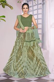 Picture of Trendy Pista Green Colored Designer Lehenga Choli
