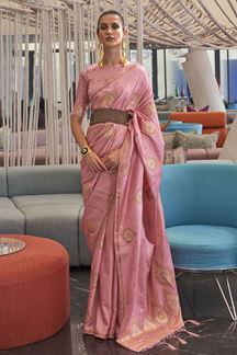 Picture of Awesome Pink Colored Designer Saree