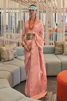 Picture of Flamboyant Peach Colored Designer Saree
