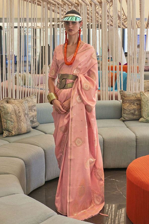 Picture of Flamboyant Peach Colored Designer Saree