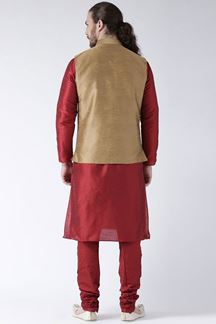 Picture of Elegant Maroon Colored Designer Kurta and Jacket Set