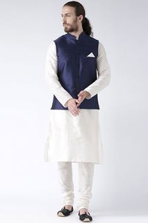 Picture of Dashing White Colored Designer Kurta and Jacket Set